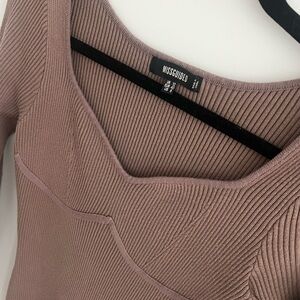 Missguided Dusty Pink Ribbed Midi Dress petite